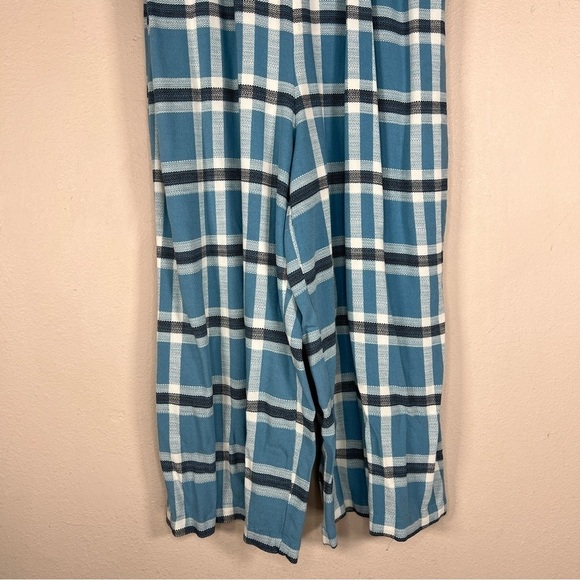 MEDIUM WILD FABLE BLUE PLAID JUMPSUIT SHORT SLEEVE ELASTIC WAIST  PREPPY CASUAL - Picture 2 of 10